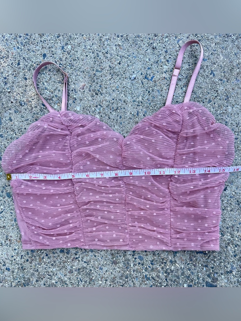 Pink Ruched Polka Dot Two-Piece Crop Top & Skirt Set Medium - Picture 6 of 13